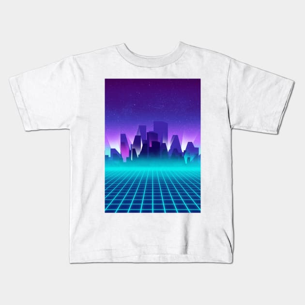 Outrun Neon Kids T-Shirt by mrcatguys